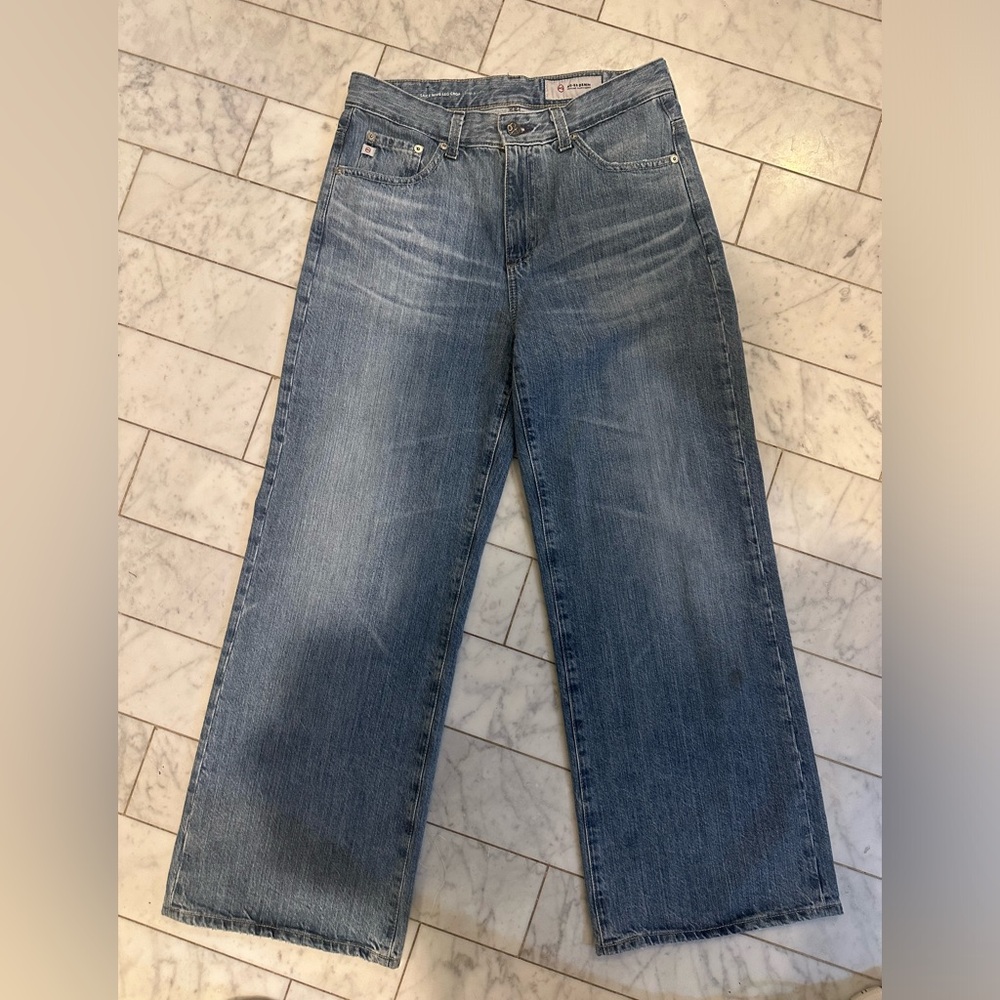 Ag Adriano Goldschmied Wide Leg Jeans in Medium Blue
